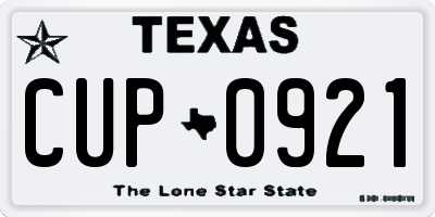 TX license plate CUP0921