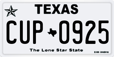 TX license plate CUP0925