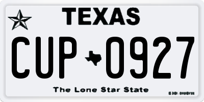 TX license plate CUP0927