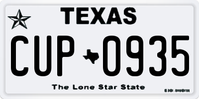 TX license plate CUP0935