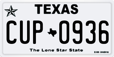 TX license plate CUP0936