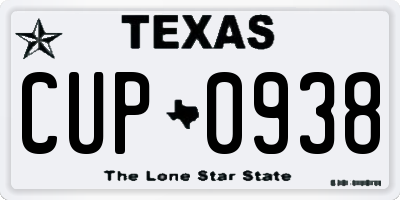 TX license plate CUP0938