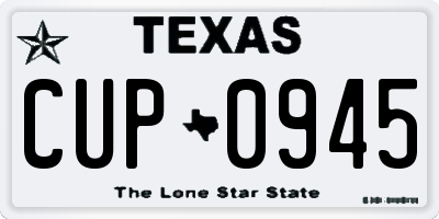 TX license plate CUP0945