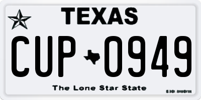 TX license plate CUP0949