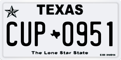 TX license plate CUP0951