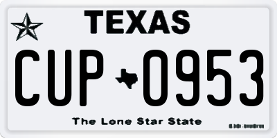 TX license plate CUP0953