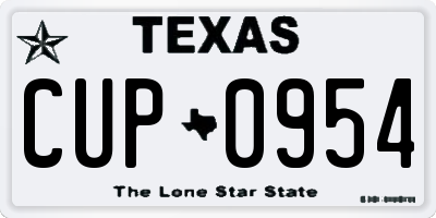 TX license plate CUP0954