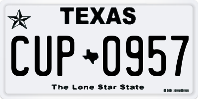 TX license plate CUP0957