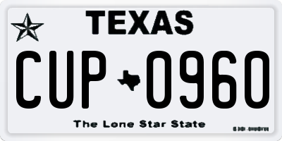 TX license plate CUP0960