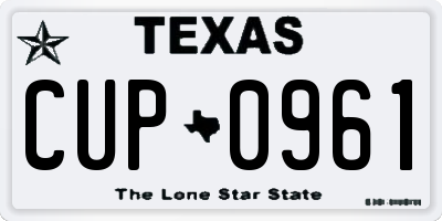 TX license plate CUP0961