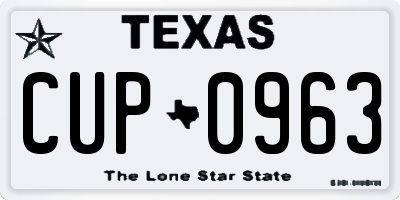 TX license plate CUP0963