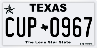 TX license plate CUP0967