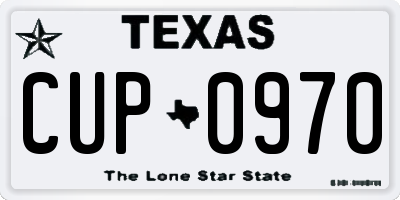 TX license plate CUP0970