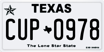TX license plate CUP0978