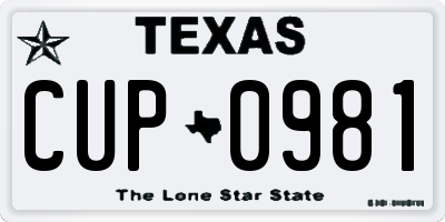 TX license plate CUP0981