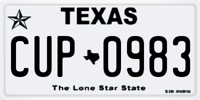 TX license plate CUP0983