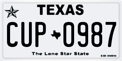 TX license plate CUP0987