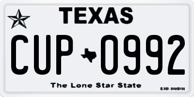 TX license plate CUP0992