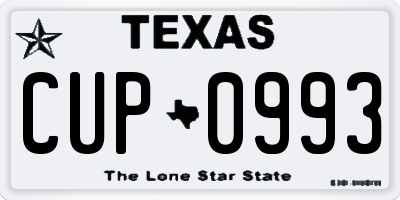 TX license plate CUP0993
