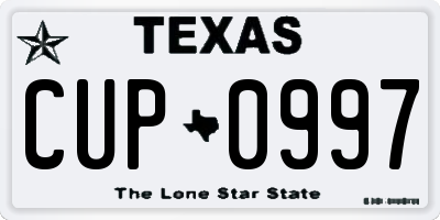 TX license plate CUP0997
