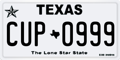 TX license plate CUP0999