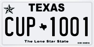TX license plate CUP1001