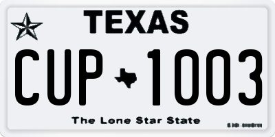 TX license plate CUP1003