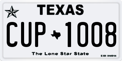 TX license plate CUP1008