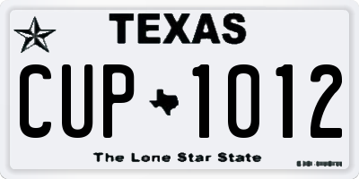 TX license plate CUP1012