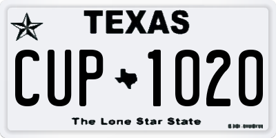 TX license plate CUP1020