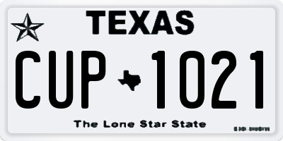 TX license plate CUP1021