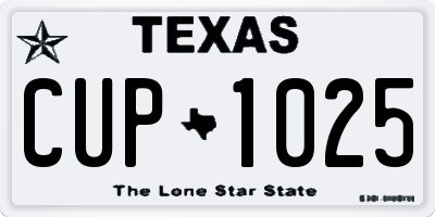 TX license plate CUP1025