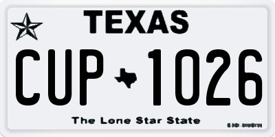 TX license plate CUP1026