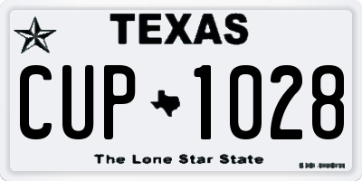 TX license plate CUP1028