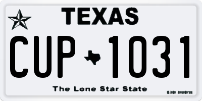 TX license plate CUP1031