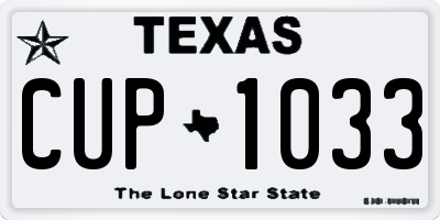 TX license plate CUP1033