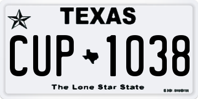 TX license plate CUP1038