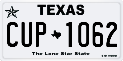 TX license plate CUP1062