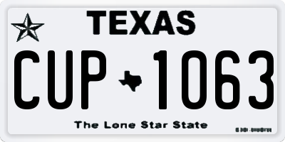 TX license plate CUP1063