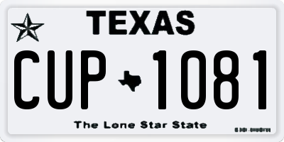 TX license plate CUP1081