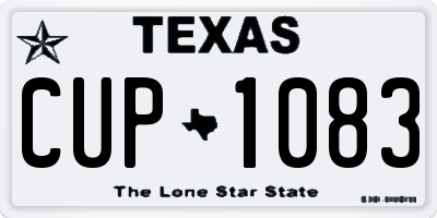 TX license plate CUP1083