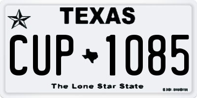 TX license plate CUP1085