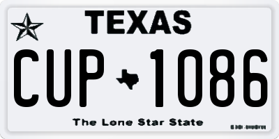 TX license plate CUP1086