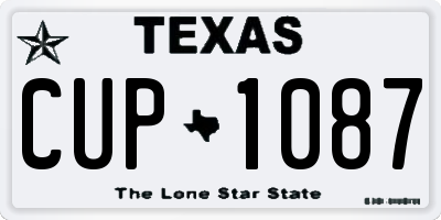 TX license plate CUP1087