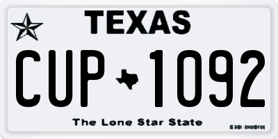 TX license plate CUP1092