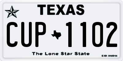 TX license plate CUP1102