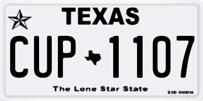 TX license plate CUP1107