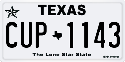 TX license plate CUP1143