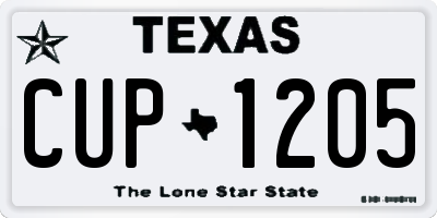 TX license plate CUP1205