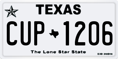 TX license plate CUP1206